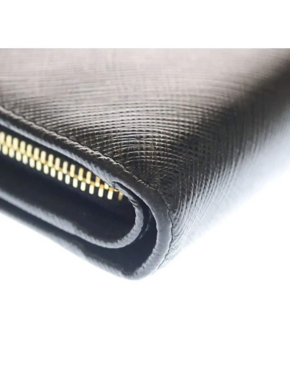 Prada Saffiano Leather Zip Wallet Triangle Logo Bifold Black - Picture 6 of 6